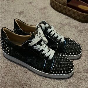 Black Studded Sneakers with White Laces